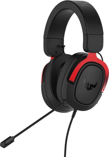 Asus TUF H3 Gaming Over Ear Headset kabelgebunden 7.1 Surround Schwarz, Rot Lautstärkeregelung, Mik