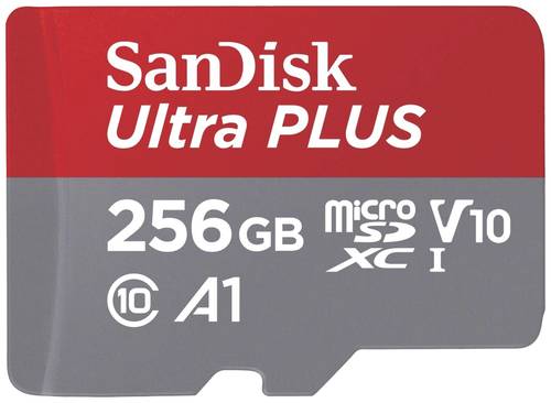 SanDisk microSDXC Ultra PLUS 256GB (A1/UHS-1/Cl.10/160MB/s) + Adapter microSDXC-Karte 256GB A1 Appli