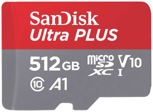 SanDisk microSDXC Ultra PLUS 512GB (A1/UHS-1/Cl.10/160MB/s) + Adapter microSDXC-Karte 512GB A1 Appli