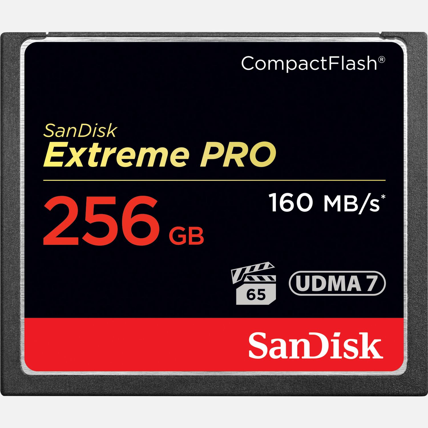 Die SanDisk Extreme PRO CompactFlash Speicherkarte ist eine Karte mit hoher Speicherkapazitt, die VPG-65 untersttzt. Sie berzeugt sowohl bei der Aufzeichnung von flssigen 4K- als auch von Full-HD-Videos1. Profis, die lange Videosequenzen aufnehmen mchten, erhalten mit dieser Speicherkarte die passende Leistung. Erlebe die schnelle Leistung von einer Aufnahme zur nchsten und eine erhhte Workflow-Effizienz; da die Karte auch extremen Temperatur- und Wetterbedingungen widersteht, verpasst du keine Aufnahmesituation.  Vorteile      256 GB Speicherkapazitt          Hohe Lesegeschwindigkeiten bis zu 160 MB/s          Hohe Schreibgeschwindigkeiten bis zu 140 MB/s          Bereit fr 4K UHD Video1          Hlt extremen Umweltbedingungen stand          Video-Geschwindigkeitsklasse VPG-65          Informationen zur Produkt