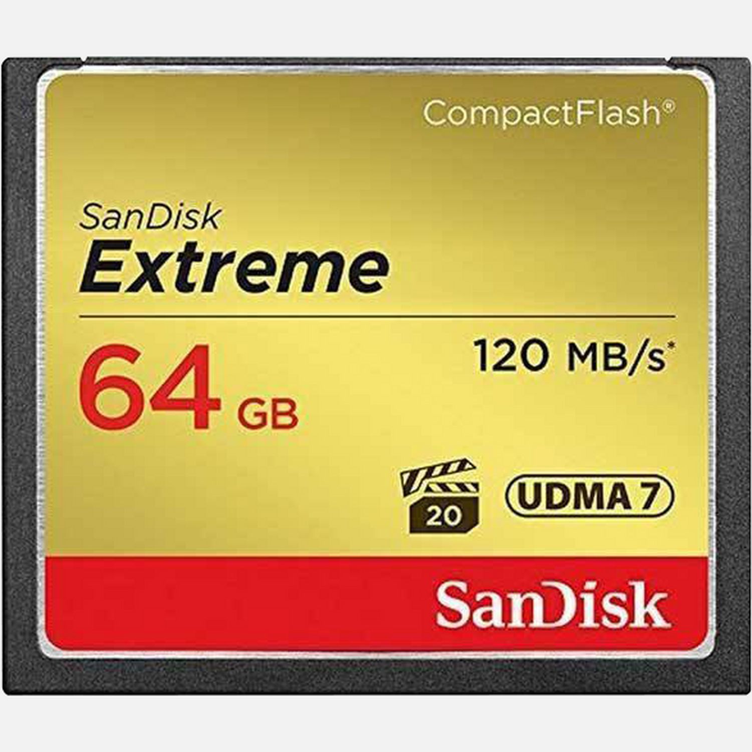 Mit dieser SanDisk Extreme CompactFlash-Karte kannst du dich allen Elementen stellen. Diese Karte wurde entwickelt, um deine besten Fotos mit hoher Geschwindigkeit sowie Videos in Full-HD aufzuzeichnen. Sie eignet sich hervorragend fr DSLR-Kameras und HD-Camcorder im mittleren bis oberen Preissegment. Schnelle Action, Reihenaufnahmen und Videos aufzeichnen und die hochauflsenden Dateien schnell und einfach bertragen. Speziell konstruiert, um extremen Wasser- und Temperaturnderungen stand zu halten.  Vorteile      64 GB Speicherkapazitt          Fotos und Full-HD-Videos speichern und bertragen          Hohe Lesegeschwindigkeiten bis zu 120 MB/s          Hohe Schreibgeschwindigkeiten bis zu 85MB/s          Erhhte Effizienz mit bis zu 90 MB/s Lesegeschwindigkeit          Hlt extremen Umweltbedingungen stand          Video-Geschwindigkeitsklasse VPG-20          Informationen zur Produkt