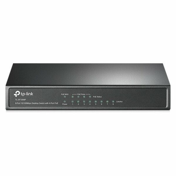 Der 10/100M-8-Port-Desktop-PoE-Switch TL-SF1008P erlaubt eine nahtlose LAN-Verbindung.Er integriert 100Mbps-Ethernet- und 10Mbps-Ethernet-Funktionalität.4 der 8 Autoabstimmungs-RJ45-Ports (Ports 1 bis 4) des Switches unterstützen Power over Ethernet (PoE).Diese erkennen automatisch IEEE-802.3af-gemäße Powered Devices (PDs) und versorgen sie mit