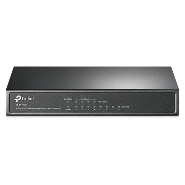 Der 10/100M-8-Port-Desktop-PoE-Switch TL-SF1008P erlaubt eine nahtlose LAN-Verbindung.Er integriert 100Mbps-Ethernet- und 10Mbps-Ethernet-Funktionalität.4 der 8 Autoabstimmungs-RJ45-Ports (Ports 1 bis 4) des Switches unterstützen Power over Ethernet (PoE).Diese erkennen automatisch IEEE-802.3af-gemäße Powered Devices (PDs) und versorgen sie mit