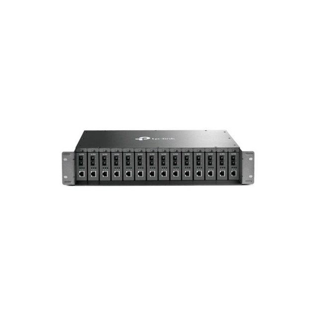 TL-MC1400 - Gehäuse mit 14 Steckplätzen für Medienkonverter Version 2.0 Das TL-MC1400 Rack-Gehäuse mit 14 Steckplätzen ist speziell für die Aufnahme von 14 TP-Link Medienkonvertern für die zentrale Stromversorgung ausgelegt und spart Platz und Stromkabel. Der Dauerbetrieb ist für die Glasfaserkommunikation von großer Bedeutung. Das Gehäuse ist daher mit einem optionalen redundanten Netzteil und einer Hot-Swap-Funktion ausgestattet