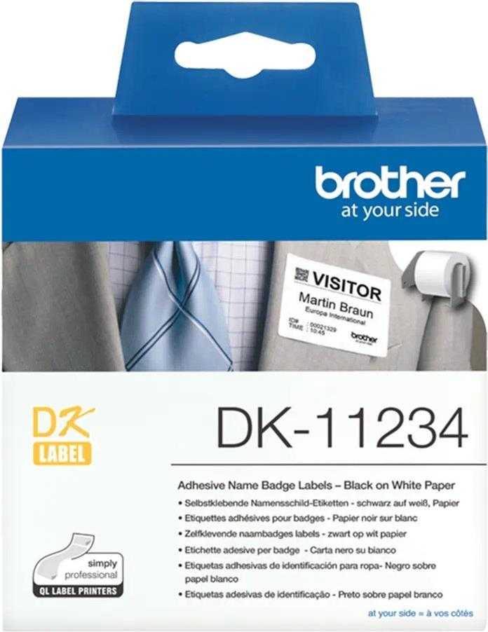 Brother DK11234 – Papier – selbstklebend – Schwarz auf Weiß – 60 x 86 mm 260 Etikett(en) (1 Rolle(n) x 260) gestanzte Etiketten – für Brother QL-1100, QL-1110NWB, QL-600B, QL-600G, QL-600R, QL-800, QL-810W, QL-820NWB