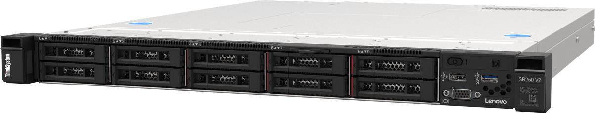 Lenovo ThinkSystem SR250 V2 7D7Q – Server – Rack-Montage – 1U – 1-Weg – 1 x Xeon E-2378 / 2.6 GHz – RAM 16 GB – SAS – Hot-Swap 6.4 cm (2.5) Schacht/Schächte – keine HDD – Matrox G200 – GigE – kein Betriebssystem – Monitor: keiner