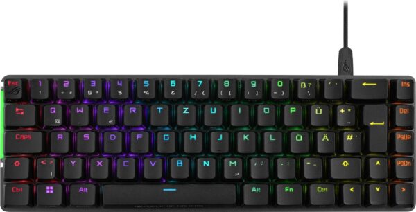 rnROG Falchion Ace BLKrnROG Falchion Ace 65 % kompakte Gaming-Tastatur mit vorgelubten mechanischen ROG NX-Schaltern mit ROG-Schalterstabilisator