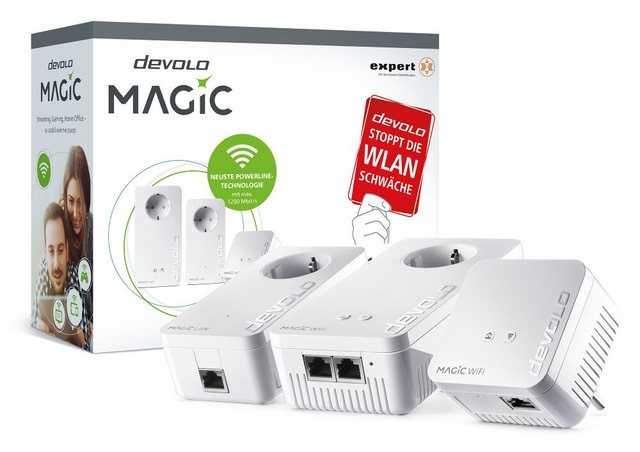 DEVOLO Magic 1200+ WiFi Multiroom Kit Kompaktes Set mit 3 Powerline-Adaptern Reichweitenverstärker