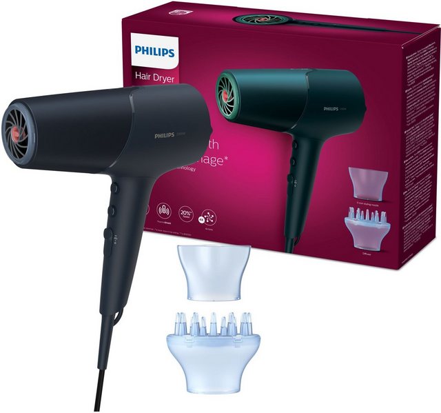 Philips Haartrockner Series 5000 BHD512/00, 2300 W, mit ThermoShield Technologie, 3 Hitze-und 2 Geschwindigkeitsstuffen