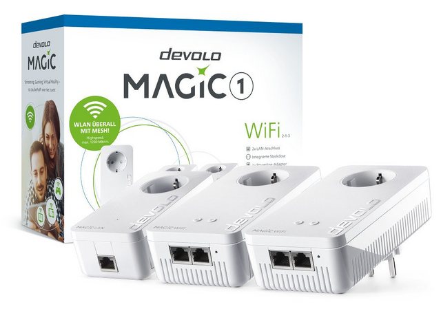 DEVOLO Magic 1 WiFi Multiroom Kit Powerline Reichweite bis 400m Mesh WLAN Reichweitenverstärker