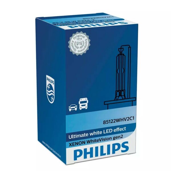 PHILIPS D3S WhiteVision gen2 Die Philips Xenon WhiteVision gen2 Lampen verleihen Ihrem Fahrzeug eine intensive weiße Optik und produzieren helleres