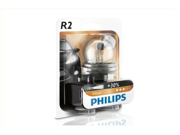 PHILIPS Glühlampe R2 Vision 45/40W [12V] (1 Stk.) Vision Scheinwerferlampen sind 30 % heller als standardmäßige Fahrzeuglampen und sorgen so für eine hervorragende Lichtstrahlkraft zu einem sehr guten Preis-Leistungs-Verhältnis und mit Originalausrüster-Qualität für mehr Sicherheit und Komfort. Eigenschaften: Sockel: P45t-41 Spannung: 12 Volt Leistung: 40/45 Watt Breite: 41 mm Höhe: 75 mmGebindeart:Blisterpack Sockelausführung:P45t-41 Spannung [V]:12 V Nennleistung [W]:45/40 W Nennleistung [W]:40/45 W Lampenart:R2 (Bilux)