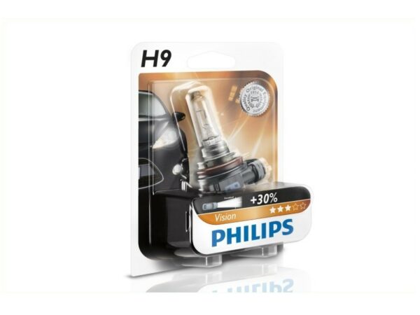 PHILIPS Glühlampe H9 Vision 65W [12V] (1 Stk.) Sockelausführung: PGJ19-5 Gebindeart: Blisterpack Nennleistung: 65: W Lampenart: H9 Spannung: 12: V Vision Scheinwerferlampen sind 30 % heller als standardmäßige Fahrzeuglampen und sorgen so für eine hervorragende Lichtstrahlkraft zu einem sehr guten Preis-Leistungs-Verhältnis und mit Originalausrüster-Qualität für mehr Sicherheit und Komfort. Eigenschaften: Sockel: PGJ19-5 Spannung: 12 Volt Leistung: 65 Watt