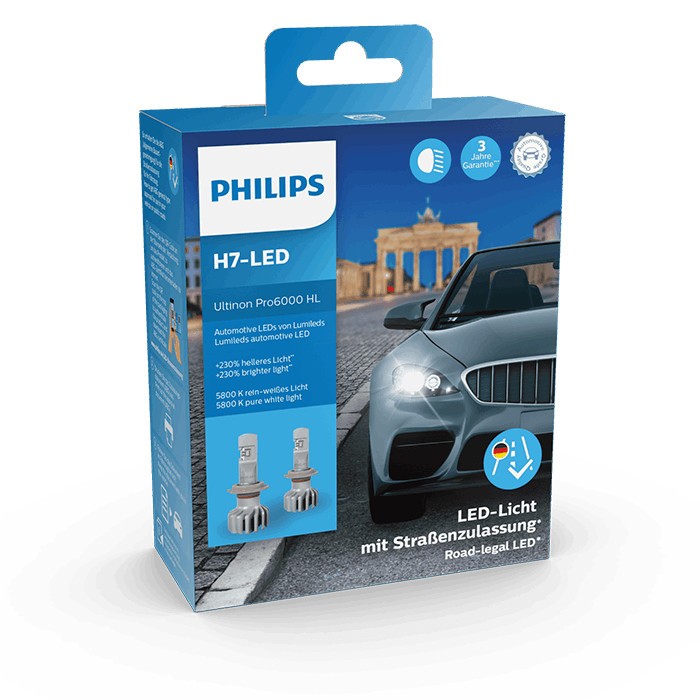 Philips H7-LED Ultinon Pro6000 (11972U6000X2) Glühlampen 12V Straßenzulassung