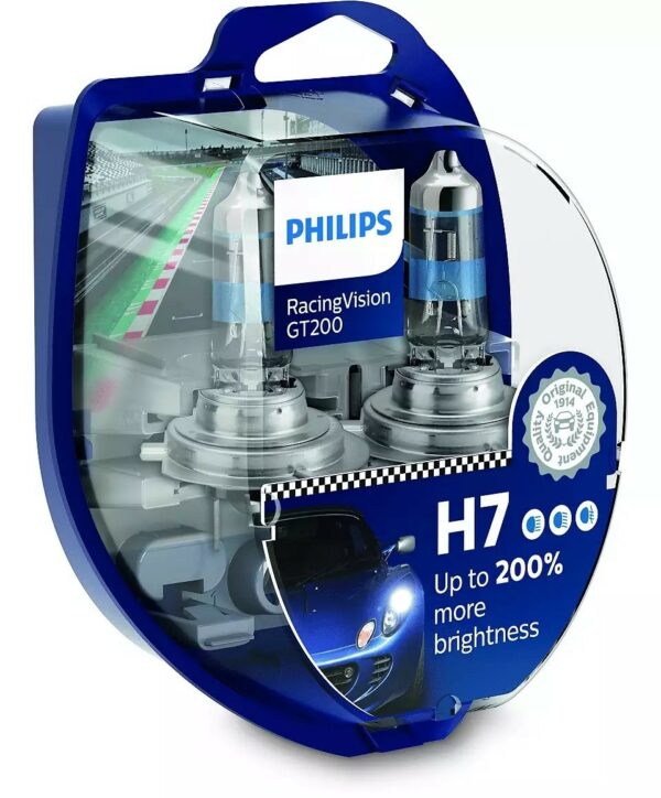 PHILIPS H7 RacingVision GT200 Nennleistung: 55: W Sockelausführung: PX26d Gebindeart: Box Spannung: 12: V Lampenart: H7: Wenn Sie Freude am Autofahren haben