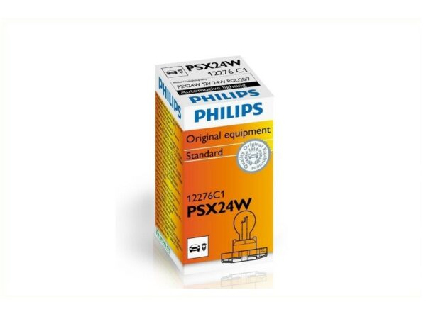 PHILIPS Glühlampe PSX24W [12V] (1 Stk.) Nennleistung: 24: W Lampenart: PSX24W Sockelausführung: PG20/7 Spannung: 12: V Unsere Signallampen sind die erste Wahl aller großen Automobilhersteller. Sie bieten höchste Qualität zu einem unschlagbaren Preis. Eigenschaften: Sockel: PG20/7 Spannung: 12 Volt Leistung: 24 Watt Breite: 3