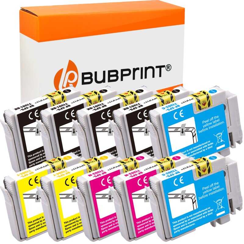 Bubprint 10 Druckerpatronen kompatibel für Epson T1301 – T1304 für Stylus SX525WD SX535WD SX620FW Office B42WD BX525WD Workforce WF-3520DWF WF-7515