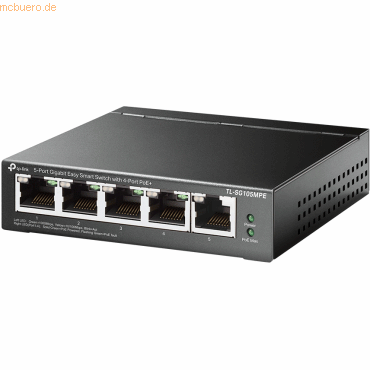 Der TL-SG105MPE ist ein 5-Port Gigabit Easy Smart Switch mit 4 PoE+-Anschlüssen und stellt ein leistungsstarkes Upgrade gegenüber einem unmanaged Switch dar. Er wurde speziell für kleine Unternehmen entwickelt