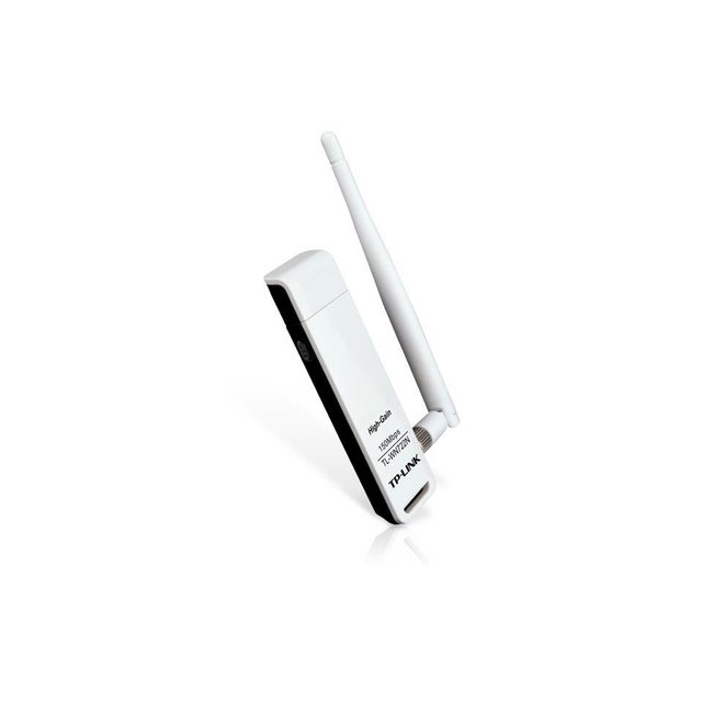 TP-Link TL-WN722N Wireless-N-USB-Adapter   Macht Ihren PC/Laptop WLAN-fähig WLAN-Geschwindigkeit bis zu 150Mbit/s Einfache WLAN-Verschlüsselung durch Drücken der WPS-Taste Externe High-Gain-Antenne für noch größere Reichweite  Produktfunktionalitäten   Der Wireless-N-USB-Adapter TL-WN722N ermöglicht es Ihnen