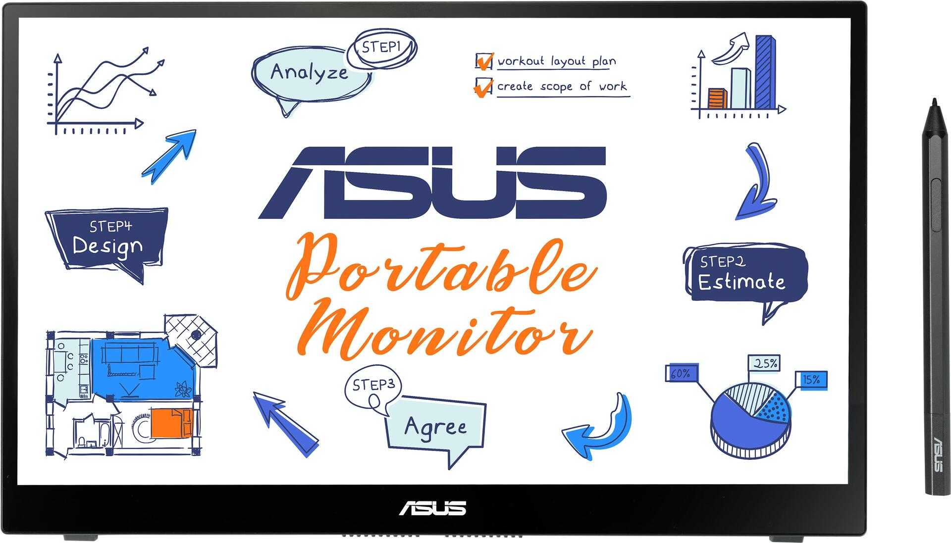 ASUS MB14AHD 35,6 cm (14 ) 1920 x 1080 Pixel Multitouch Schwarz (90LM063V-B01170)