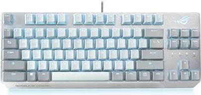 Hauptmerkmale Tastatur Empfohlene Nutzung Gaming Geräteschnittstelle USB Tastatur-Key Switch Mechanischer Switch Tastaturlayout Spanisch Eingabegerät Nein Tastatur Formfaktor 80% Numerisches Keypad Nein Tastatur - Tastenanzahl 87 Windows Tasten Ja Kurzbefehle Ja Programmierbare Schnelltasten Ja Multimedia-Tasten Ja Antriebskraft 40 g Überschlag N-Key-Rollover Stimmabgabe Rate 1000 Hz Design Hintergrundbeleuchtung Ja Produktfarbe Weiß Typ der Hintergrundbeleuchtung RGB-LED Farbe der Hintergrundbeleuchtung Mehrfarbig Einstellbare Hintergrundbeleuchtung Ja Merkmale USB-Stecker USB Typ-A