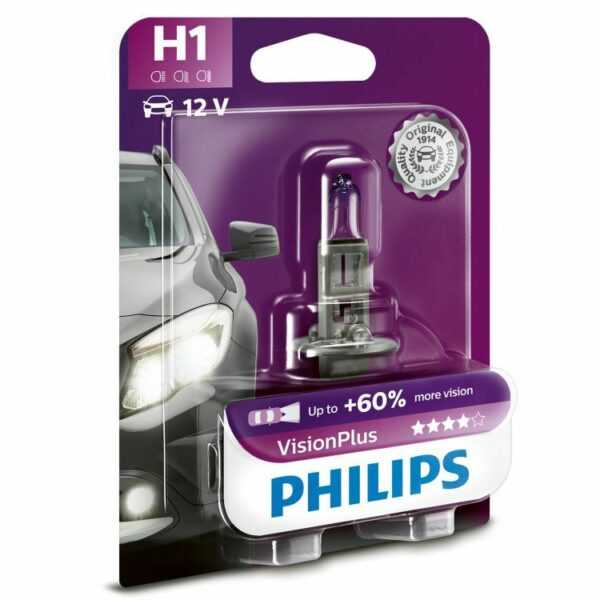 H1 Vision Plus Halogenlampe für Hauptscheinwerfer - 60% mehr Licht als herkömmliche Halogenlampen - Ermöglichen dem Fahrer ein erweitertes Sichtfeld - für mehr Sicherheit und Komfort - Mit Originalausrüster-Qualität für mehr Sicherheit und Komfort - Ausführung (H7