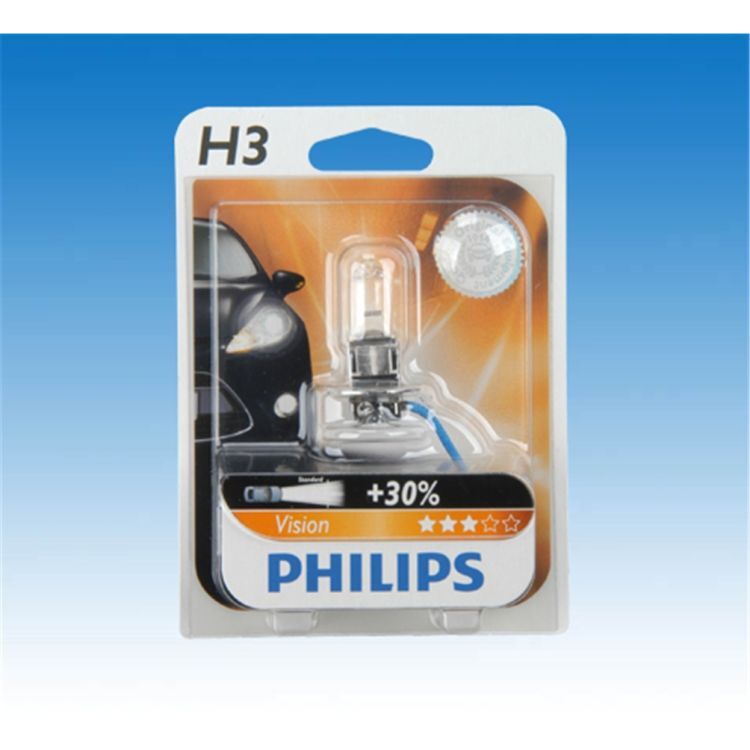 Vision H3 Halogenlampe für Hauptscheinwerfer - 30% mehr Licht als herkömmliche Halogenlampen - Hervorragende Lichtstrahlkraft zu einem sehr guten Preis-Leistungs-Verhältnis - Mit Originalausrüster-Qualität für mehr Sicherheit und Komfort - Ausführung (H7