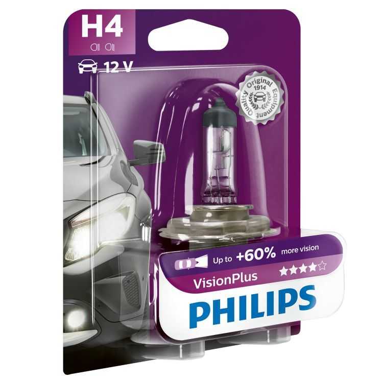 H4 Vision Plus Halogenlampe für Hauptscheinwerfer - 60% mehr Licht als herkömmliche Halogenlampen - Ermöglichen dem Fahrer ein erweitertes Sichtfeld - für mehr Sicherheit und Komfort - Mit Originalausrüster-Qualität für mehr Sicherheit und Komfort - Ausführung (H7