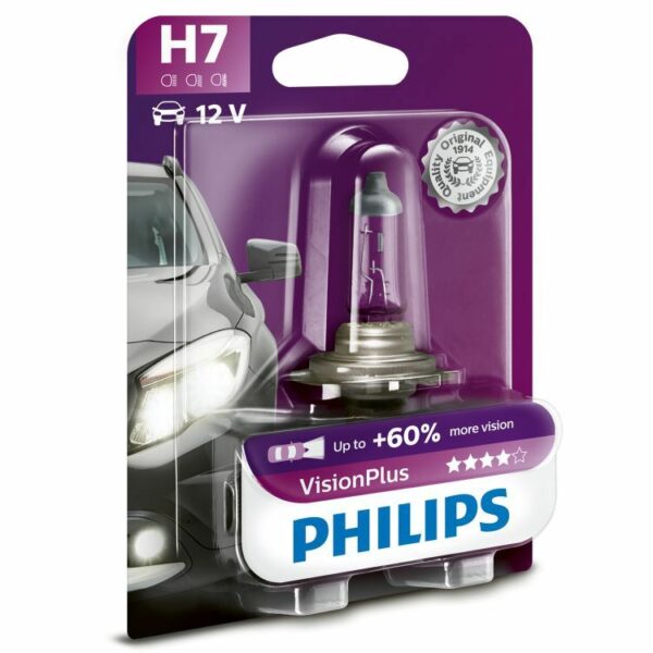 H7 Vision Plus Halogenlampe für Hauptscheinwerfer - 60% mehr Licht als herkömmliche Halogenlampen - Ermöglichen dem Fahrer ein erweitertes Sichtfeld - für mehr Sicherheit und Komfort - Mit Originalausrüster-Qualität für mehr Sicherheit und Komfort - Ausführung (H7