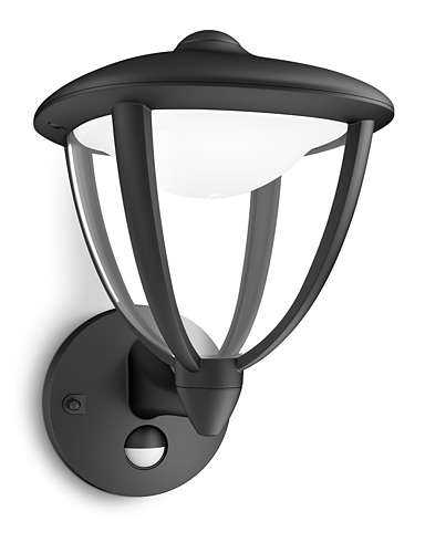 Philips LED Laternen Robin IR, Schwarz, Aluminium, Kunststoff, Bewegungsmelder, 154793016