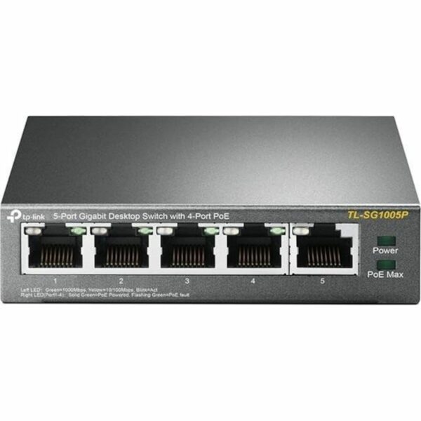 • 5-Port Gigabit Ethernet PoE Switch • mit Autoabstimmung und Auto-MDI/MDIX • PoE-Ports: Ports 1 bis 4 • Maximale Gesamtleistung: 56W • Store-and-Forward