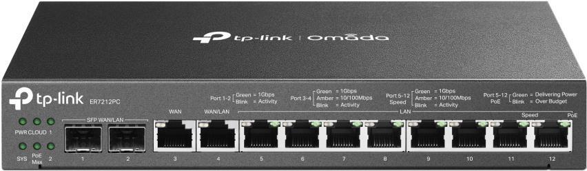 TP-LINK ER7212PC 3-in-1 Gigabit VPN Router 2x 1GE SFP WAN/LAN 1x 1GE WAN 1x 1GE WAN/LAN 8x 1GE RJ45 (ER7212PC)