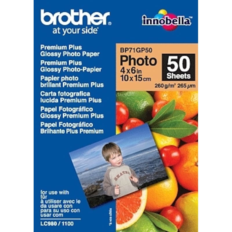 Brother BP71GP50 Fotopapier-A6, Paket mit 50 Blatt, 260 g/qm