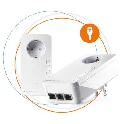 devolo Magic 2 LAN triple Starterkit (2400Mbit, Powerline, 4x GbitLAN, Heimnetz)