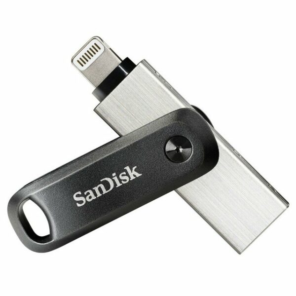 SanDisk iXpand Flash Drive Go 128GB USB-Stick USB 3.0 Apple Lightning Connector  HighlightsSpeicherkapazität: 128 GBFarbe: Grau