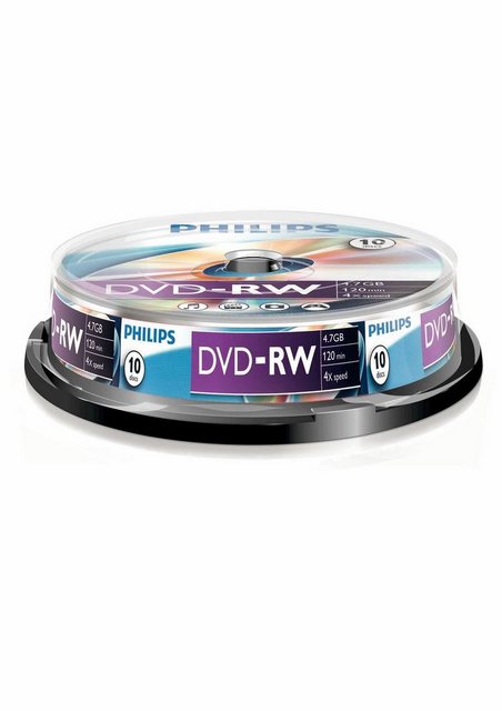 Philips Schreibtischunterlage 1×10 Philips DVD-RW 4,7GB 4x SP