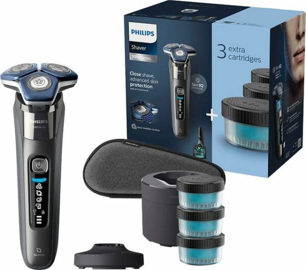 Der Philips Shaver Series 7000 elektrische Nass- und Trockenrasierer mit SkinIQ Technologie S7887/63 sorgt für leistungsstarke Rasurergebnisse mit einem verbesserten Hautschutz. Um Hautirritationen zu minimieren