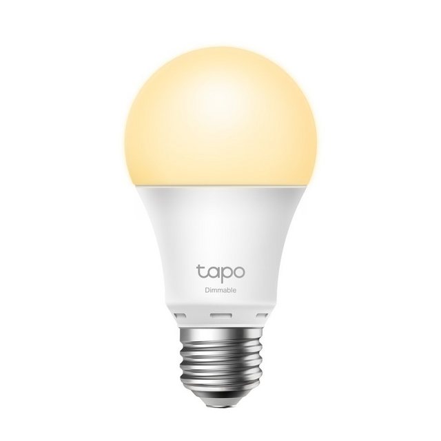 TP-Link Tapo L510E EU Smarte Lampe, smarte WLAN Glühbirne E27, dimmbar 8.7 W, kompatibel mit AlexaGoogle Assistant, Abläufe und Zeitpläne, Abwesenheitmodus, Tapo App, energiesparend, Smart-Home, weiß