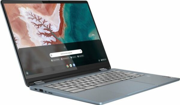 Mühelos tragbar mit Das IP Flex 5 Chrome 14IAU7 ist ein Chromebook der Marke Lenovo. Durch das umklappbare Display kann der Laptop auch als Tablet genutzt werden. ChromeOS ist vorinstalliert und so steht deiner Produktivität von Beginn an nichts im Weg. Peripheriegeräte kannst du einfach per USB-Schnittstelle anschließen. In der Frontseite ist eine Kamera eingebaut