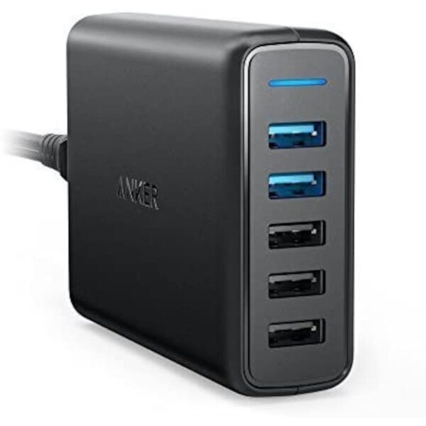 • PowerPort Speed 5 USB Ports Ladegerät in schwarz • Multi-Schutz-Sicherheitssystem • 63W Quick Charge