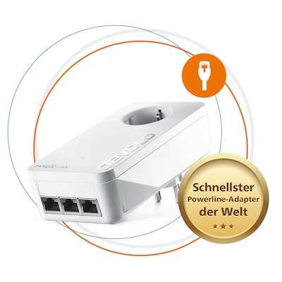 devolo Magic 2 LAN triple Ergänzung (2400Mbit, Powerline, 3x GbitLAN, Heimnetz)