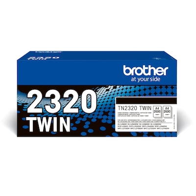 • Brother Tonerkartusche Kassette TN-2320TWIN • Farbe: Schwarz • Reichweite: 2x ca. 2.600 Seiten • Kompatibel zu: DCP-L2500D