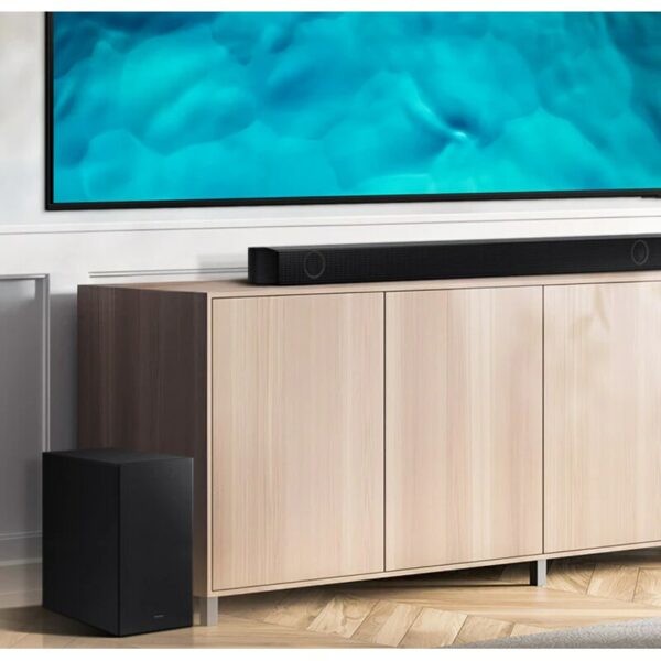 • 2.1-Soundbar mit Bluetooth und WLAN • Ausgangsleistung (RMS): 360 W • wandmontagefähig