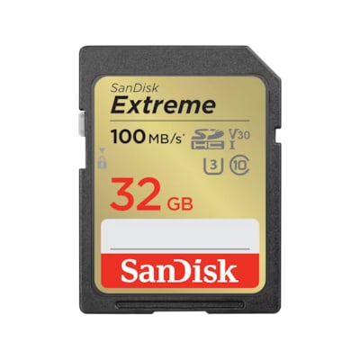 SanDisk Extreme 32 GB SDHC Speicherkarte (2022) bis 100MB/s, Cl10, U3, V30