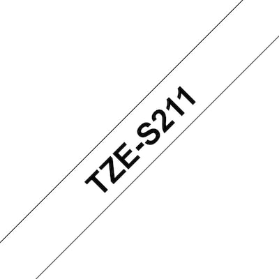 Brother TZe-S211 Schriftband, 6mm x 8m, schwarz auf weiß, stark klebend