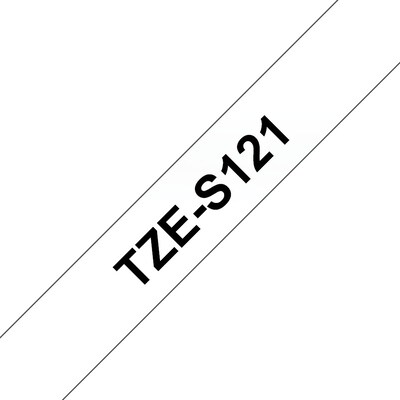 Brother TZe-S121 Schriftband, 9mm x 8m, schwarz auf transparent, stark klebend