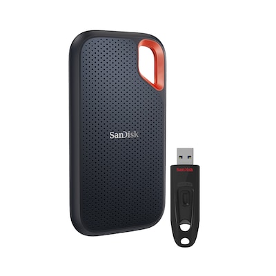 SanDisk Extreme Portable SSD 1 TB V2 – USB-C 3.2 inkl. 32 GB Ultra USB Stick