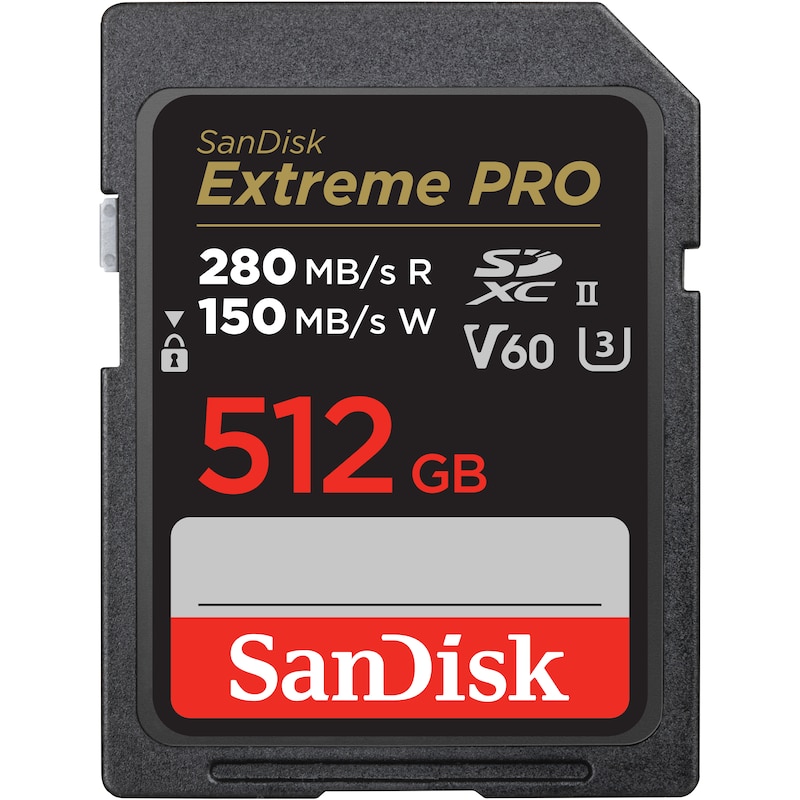 SanDisk Extreme Pro 512 GB SDXC™ UHS-II Speicherkarte bis zu 280 MB/s