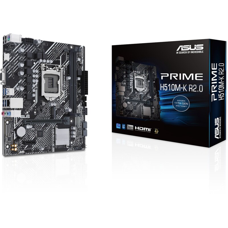 • mATX Mainboard mit Sockel Intel 1200 für Intel Core 11. Generation-CPU • Intel H510-Chipsatz • 64 GB max. RAM