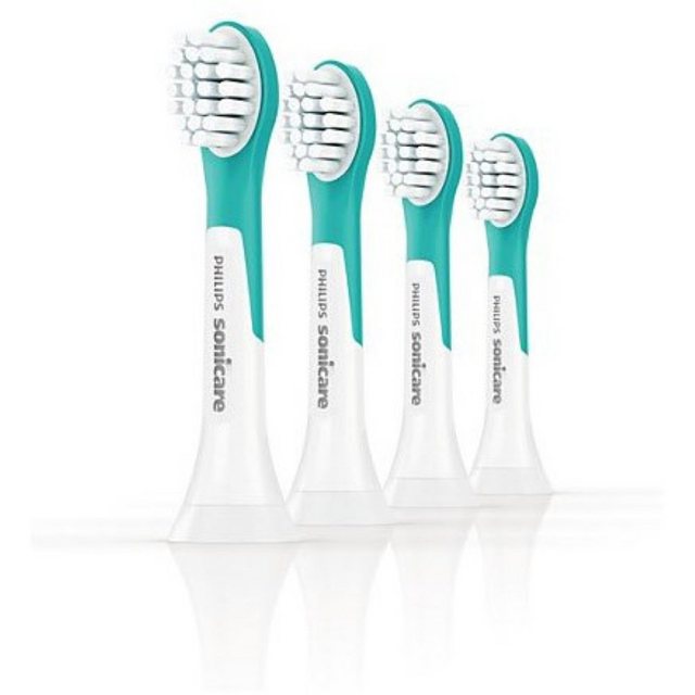 Philips Aufsteckbürsten HX6034/33 Sonicare for Kids (4er) – Ersatz Aufsteckbürsten – weiß, Packung, 4 Stück